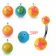 316L Surgical Steel  Banana Belly Bar With Multi Color Printed Design UV Ball