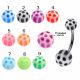 316L Surgical Steel Banana Belly Bar With Volleyball Pattern UV Balls