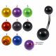 316L Surgical Steel Banana Belly Bar With Glitter UV Balls