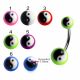 316L Surgical Steel  Banana Belly Bar With Hand Painted  Ying Yang Design UV Balls