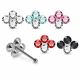Clear Stone and Other Colors Clover Shaped Four Stoned Rhinestone Jeweled 925 Sterling Silver Nose Pin