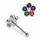 Enchanting Bloom 925 Sterling Silver Nose Stud with Mixed Dark Stones