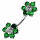 Jeweled Twin Flowers Spinal Belly Button Ring