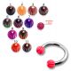 SS Circular Barbells Ring with Red Color UV Spiral Balls 