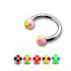 SS Circular Barbells Rings with Peach Color UV Balls