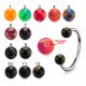 316L Surgical Steel Eyebrow Circular Barbell With Mix Color Marble Designed UV Ball