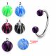 316L Surgical Steel Eyebrow Circular Barbell With Acrylic Zebra Painted Fancy UV Balls