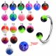 316L Surgical Steel Eyebrow Circular Barbell With Fancy Flame Print UV Balls