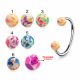 316L Surgical Steel Eyebrow Circular Barbell With Multi Color Marble Design UV Ball