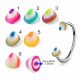 316L Surgical Steel Eyebrow Circular Barbell With Multi Color Cotton Candy Design  UV Cones