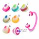 Bio Flex Eyebrow Circular Barbell With Multi Color Cotton Candy Design UV Cones