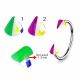316L Surgical Steel Eyebrow Circular Barbell With Colorful Small Squares Inside UV Cones