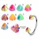 316L Surgical Steel Eyebrow Circular Barbell With Colorful Marble Design UV Cones