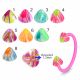 Bio Flex Eyebrow Circular Barbell With Colorful Marble Design UV Cones