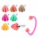 Bio Flex Eyebrow Circular Barbell With Multi Colorful Stripes UV Cones