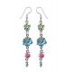 Multi Flower Costume Dangling Earring With Crystal