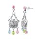 Multi Crystal Dangling Made Of Brass Costume Earring