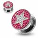 316L surgical steel Clear Star on Pink Background CZ Jeweled Tunnel