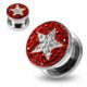 316L surgical steel Clear Star on Red Background CZ Jeweled Tunnel