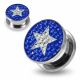 316L surgical steel Clear Star on Dark Blue Background CZ Jeweled Tunnel