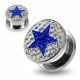 316L surgical steel Dark Blue Star on Clear Background CZ Jeweled Tunnel