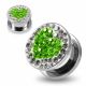 316L Surgical Steel Peridot Heart on Clear Background CZ Jeweled Ear Tunnel
