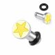 316L Surgical Steel Golden Star Disc Ear Plug with 'O' Ring Single Flare Gauge