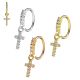 CZ Jeweled Hanging Cross 316L Surgical Steel Bendable Flexy Cartilage Ear Piercing