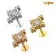 316L Surgical Steel CZ Jeweled Cluster Flat Internally Threaded Tragus Piercing