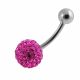 Single Pink Color Crystal Stone Belly  Body Jewelry Ring