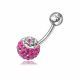 Pink And White Crystal Stone Belly Ring FDBLY044