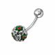 Multi Color Crystal Stone Flower With SS Banana Curved Bar Navel Body Jewelry Ring