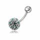 Multi Crystal Stone Ball With Curved Bar Belly Ring