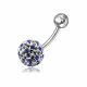 316L Surgical Steel Mix Crystal Stone SS Bar Navel Belly Button Ring