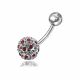 Multi Color Crystal Stone With SS Curved Bar Belly Ring