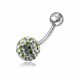 White With Mix Color Crystal Stone Balls With 316L SS Banana Bar Belly Ring