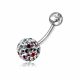 Red And White Crystal Stone Balls With SS Bar Belly Ring FDBLY081