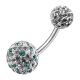 Multi Color Crystal Stone Balls With Surgical Steel Banana Bar Belly Ring FDBLY087