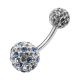 Mix Color Crystal Stone Balls With Steel Bar Navel Ring FDBLY097