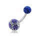 Multi Color Crystal Stone Balls With SS Bar Belly Ring FDBLY105