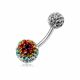 Crystal Stone Balls With SS Curved Bar Belly Ring FDBLY110 