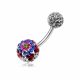 Multi Color Crystal Stone Studded Balls With Navel Banana Belly Ring