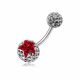 Red Crystal Stone Star With SS Bar Navel Ring Body Jewelry