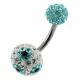 Mix Color Crystal Stone With 316 Banana Bar Navel Belly Ring FDBLY129