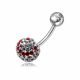 Red And White Crystal stone Smiley With SS Bar Navel Body Jewelry Ring FDBLY135