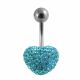Sky Blue Color Crystal stone Heart With SS Curved Bar Navel Ring FDBLY152