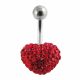 Cherry Color Crystal stone Heart With SS Curved Bar Navel Belly Ring