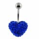 Royal Blue Crystal stone Heart With Curved Bar navel Ring
