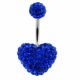 Blue Crystal stone Heart With Top Ball With SS Bar Belly Ring