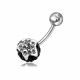 Blacj And White Crystal stone Ball With 316L banana Bar Belly Ring